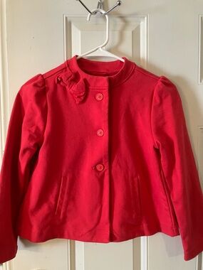 Gymboree Bright Red Girls Button-Front Pea Coat with Bow